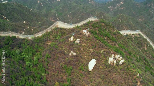 Great Wall of China Aerial Photography - Mountain Fortress Wall