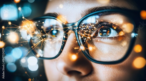 Exploring the future of vision high-tech glasses and innovation modern lab digital art close-up view human potential