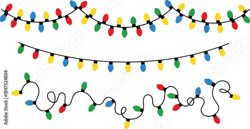 Christmas lights flat style vector set. eps