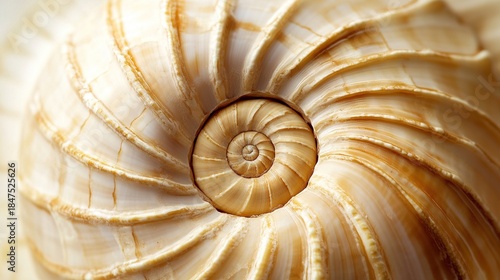mineralization. The intricate internal spiral structure of a seashell connecting its chambers, macro view. wildlife magazines, conservation campaigns, designed for wildlife conservation campaigns.