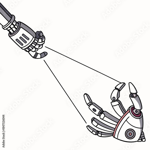Robotic hand conducting light experiment with laser beam