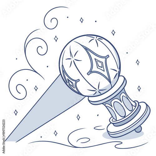 Floating magic sphere casting blue light shadows crystal ball