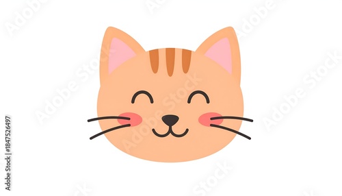 Adorable cartoon cat face with orange fur and a happy expression