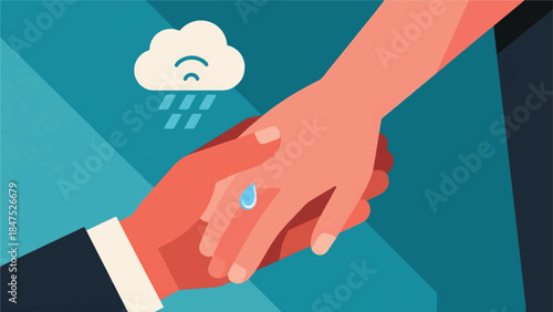 Illustration Of Close-Up View Of One Hand Gently Holding Another Hand, Offering Silent Support Vector Design Template