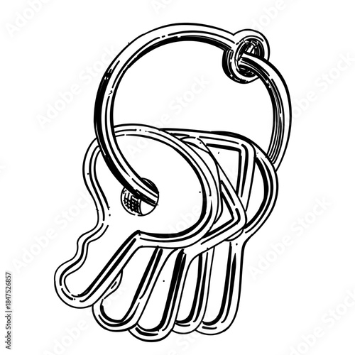 Toy key kids vector line art hand drawn illustration