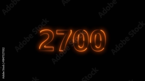 Tableau sur toile Number 2700 neon bright orange color 4k illustration.