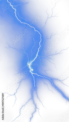 Bright Blue Lightning Bolt Electric Discharge PNG