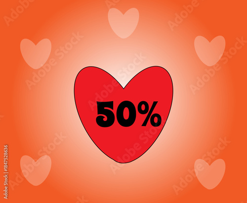 50% heart, coupon, background, bright, beautiful,