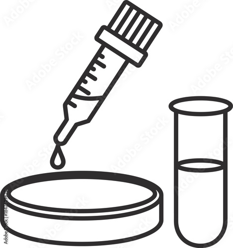 Laboratory Pipette Dropping Liquid into Petri Dish with Test Tube science research