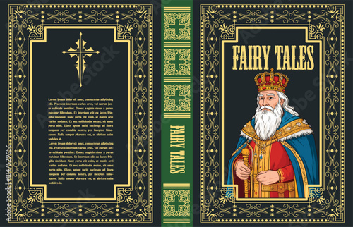 055-37-Elegant medieval style cover design featuring a royal king illustration on a fairy tales book