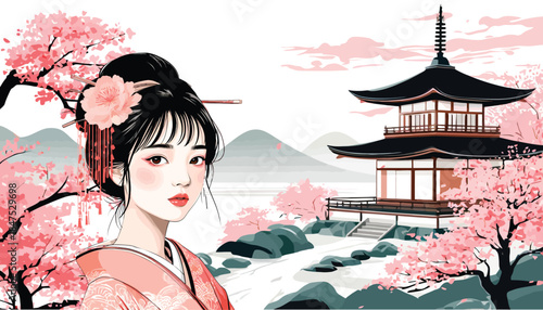 055-38-japan woman on japan background