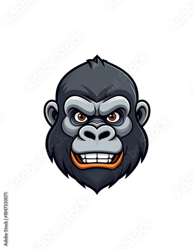 Animated cartoon illustration of a gorilla's smiling face