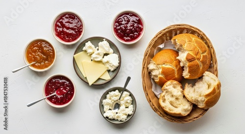 Wholesome Turkish Breakfast Overhead Shot Minimalist Revitalizing Morning Meal