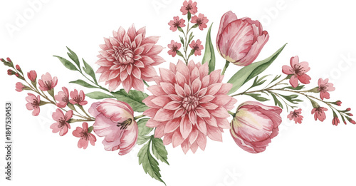 Watercolor floral collection bundle. Mega set of high quality hand painted roses, sunflowers, poppies, tulips, and garden wildflowers in PNG format isolated on white background.