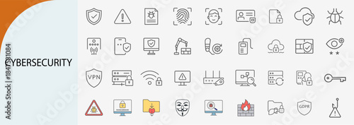 Cybersecurity icons representing various online safety and security measures