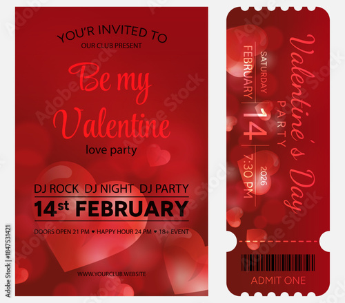 A luxurious Valentine's Day party ticket and poster set