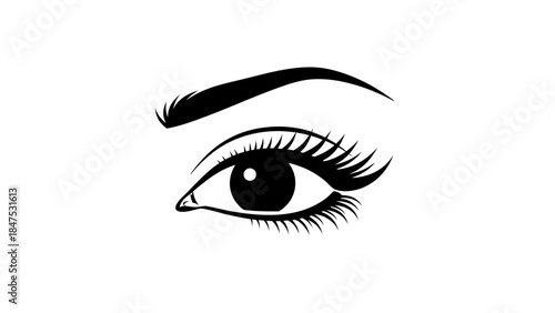 Vector illustration set of a beautiful woman with glamorous brown eyes featuring detailed mascara on eyelashes and perfectly shaped eyebrows for a high fashion cosmetics design