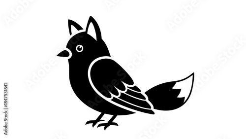 A vector illustration of a wild eagle silhouette with a black beak and powerful wings, featuring a stylized bird design and nature art elements on a white background