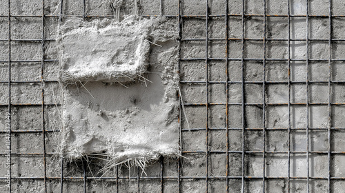 wall reinforcement with metal mesh and plaster mortar, Wall reinforcement technology in construction, Wall plastering process using metal reinforcing mesh, generative ai