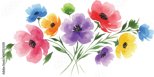 Watercolor floral vector mega collection. Huge bundle of hand painted roses, lilies, sunflowers, and wildflowers with wreaths, bouquets, and frames isolated on white background.