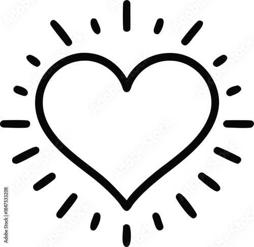 Bright heart icon with sunbeams or rays emanating from it.