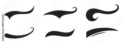 Set of hand drawn black calligraphy swoosh