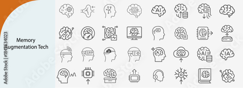 Memory Augmentation Technology Concept Icons 
