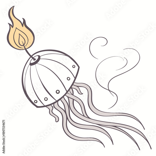 Floating candle flame shaped as energy sphere with tentacles