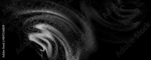 Foam texture with soapy bubbles and water stains on glass surface. Clean soap foamy pattern with wet overlay and detergent smears. Realistic bubbles with liquid droplets and sudsy texture for bathroom