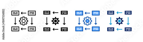 Process Flow icon set multiple style collection