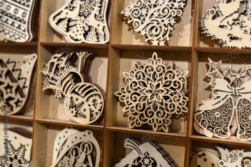 New Year's wooden toys for decorating the Christmas tree