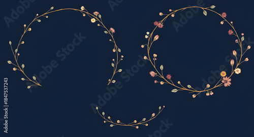 abstract, round, floral, frame, circle, wreath, botanical, flowers, petals, leaves, foliage, organic, flowing, artistic, decorative, ornamental, modern, contemporary, creative, aesthetic, minimal, ele