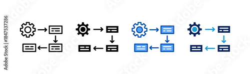 process icon set multiple style collection