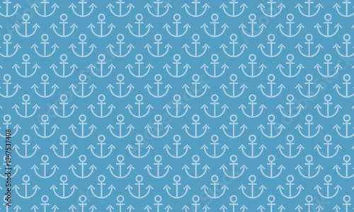 ボーダーでできたいかりマークのが並ぶ水色の背景