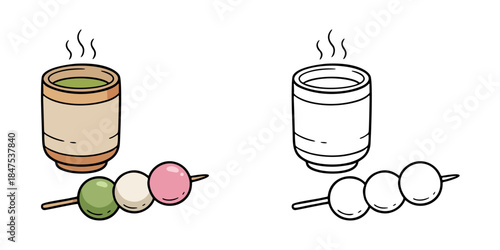 シンプルな三色団子のアイコンイラスト