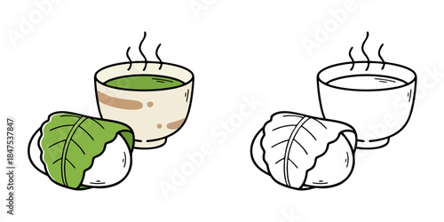 シンプルな柏餅のアイコンイラスト