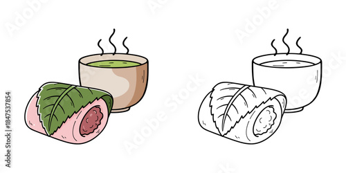 シンプルな桜餅（関東風）のアイコンイラスト