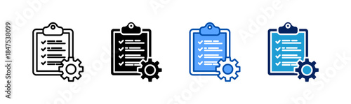 work procedure icon set multiple style collection