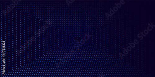 3D blue techno background. Big data visualization on dark space with dotted lines shape effect decoration. Modern graphic design element dots circle style concept for flyer, card, or brochure cover