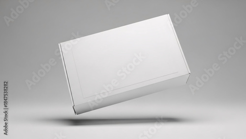 Floating Minimal Packaging Box Mockup with Subtle Shadow on Gray Background