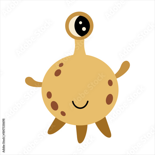 Cute cartoon alien clipart, extraterrestrial character for kids space design. Fantasy cosmic vector illustration