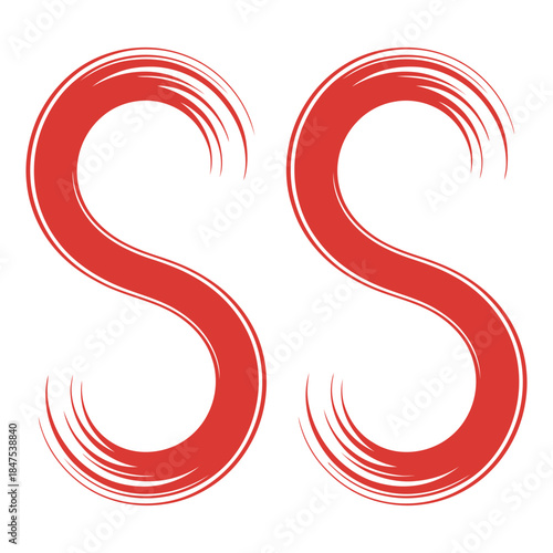 red brush styled letters typography elements on Transparent background