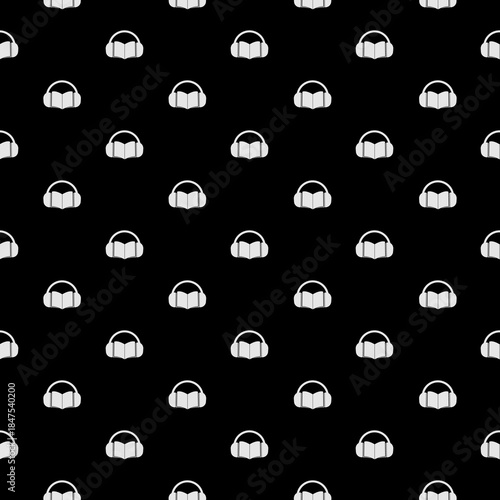 Audio guide seamless pattern isolated on black background