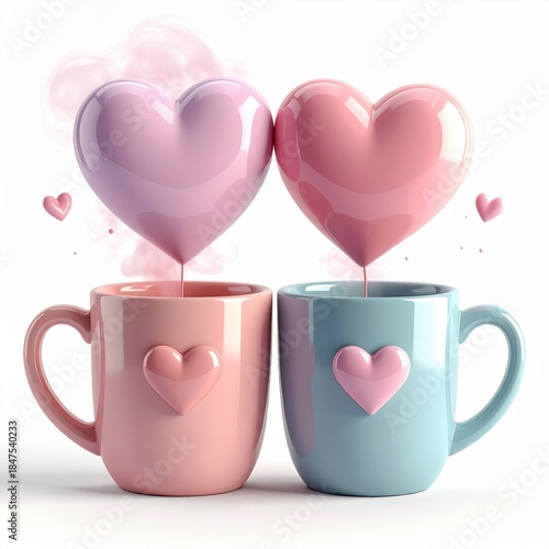 Cute Coffee Mugs with Heart Shaped Steam for Romantic Moments and Sweet Connections