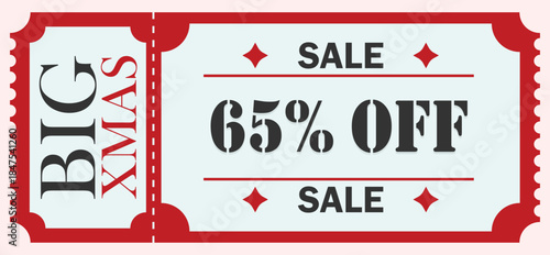 Big Xmas 65% Off Christmas Sale Discount Coupon Ticket