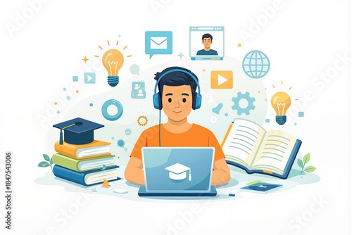 Student Engaged in Online Learning and Remote Education