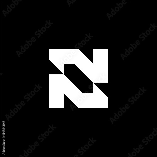 Sleek, abstract N using negative space and bold blocks. Ideal for digital security agencies or innovative software groups.