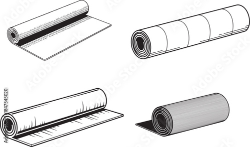 Four rolls of different textured unrolled on a flat surface
