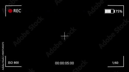 Black screen camera recording interface overlay
