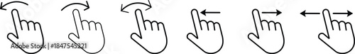 
Hand finger gesture icon set. Swipe icon set. slide up down left right finger signs, swipe symbol. Collection of touch touch symbols. The gesture of swiping an icon on transparent background
